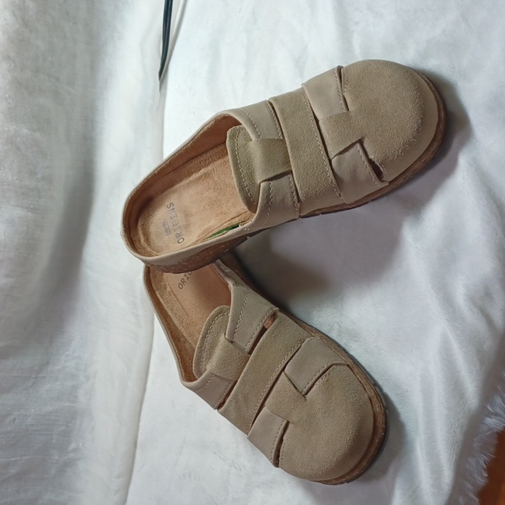Earth Orgin Womans Tan Suede Clog Cork Slip On Comfort Shoes Sz 6 W New - Picture 6 of 11